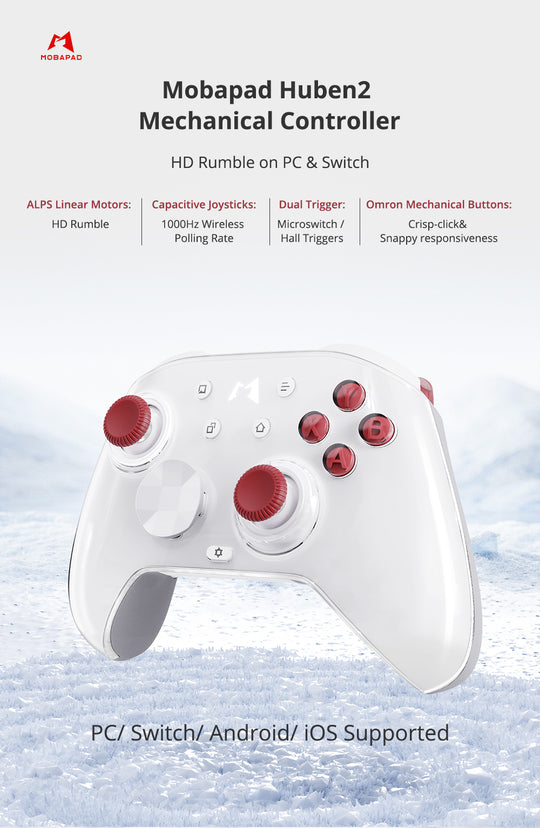 Mobapad Huben2 Wireless Controller with Capacitive Joysticks | Switch & PC | Drift-Free, Customisable Back Buttons