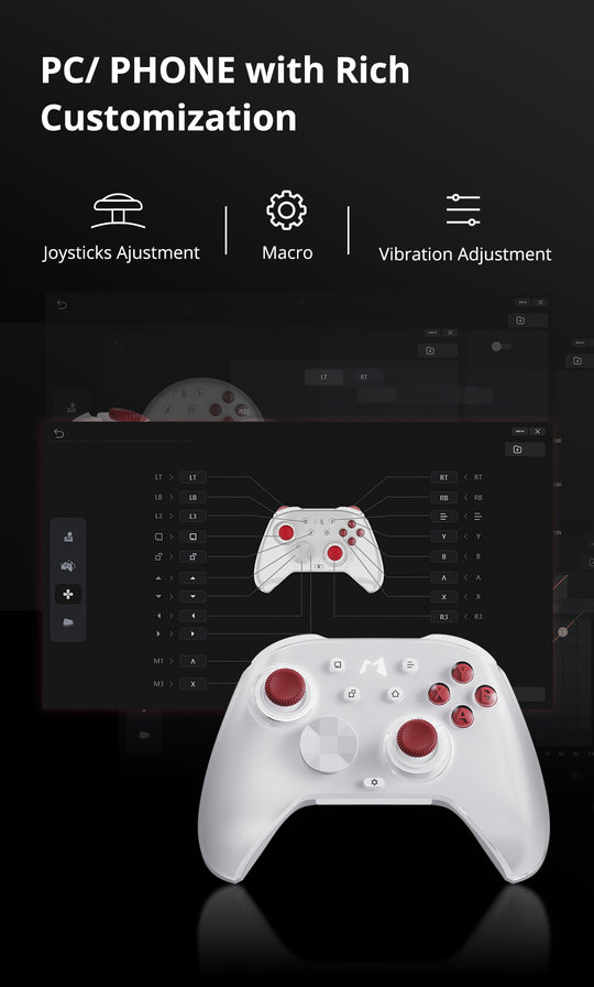 Mobapad Huben2 Wireless Controller with Capacitive Joysticks | Switch & PC | Drift-Free, Customisable Back Buttons