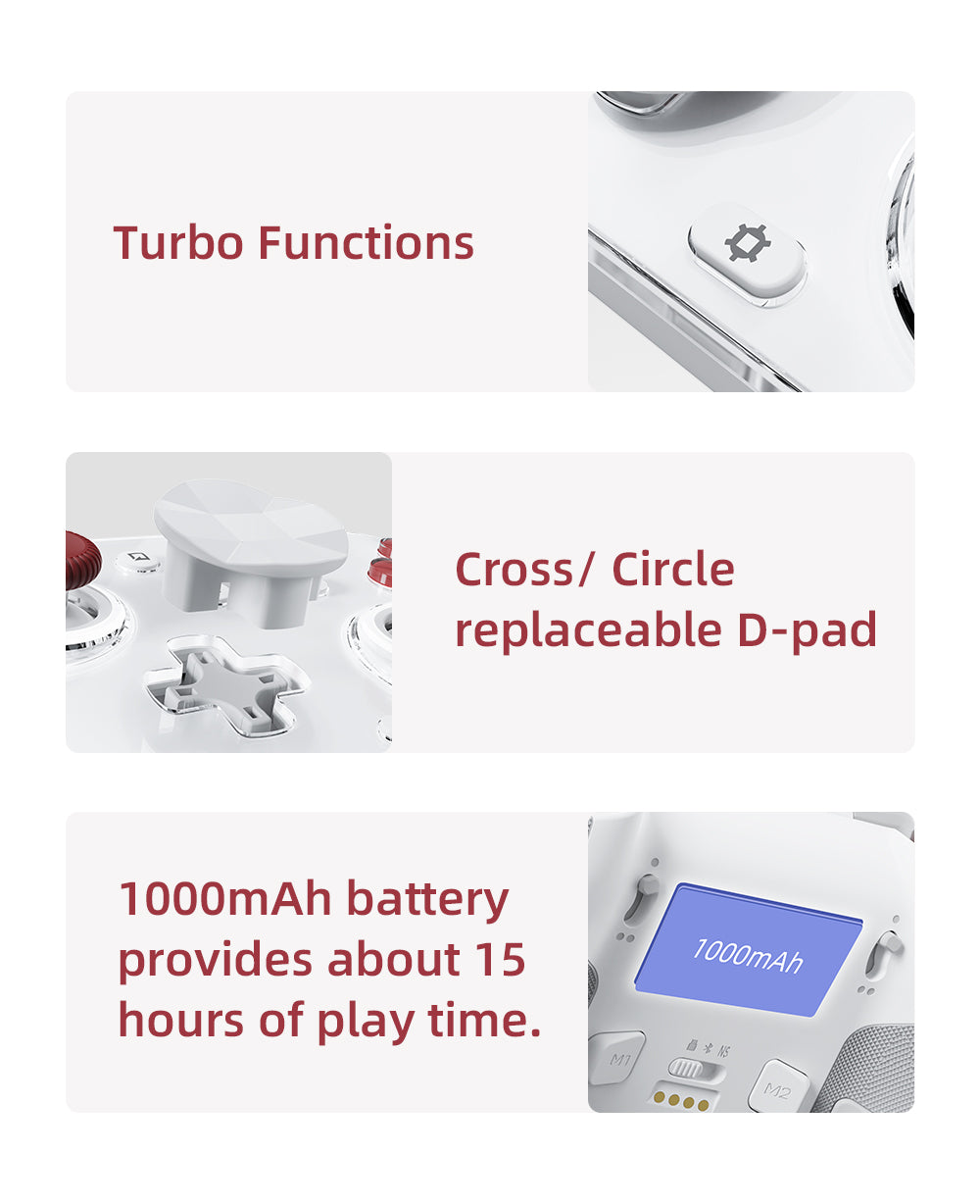 Mobapad Huben2 Wireless Controller with Capacitive Joysticks | Switch & PC | Drift-Free, Customisable Back Buttons